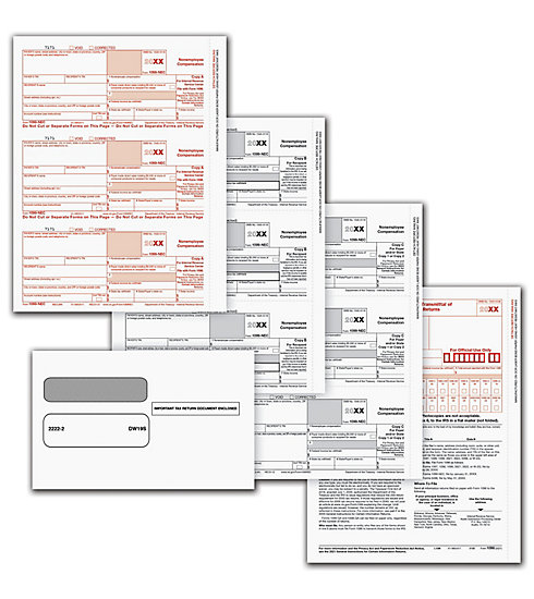 1099-NEC Income Laser Set/Envelope Bundles (5 Part)