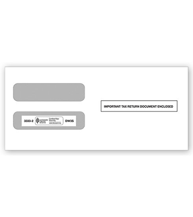 3-Up Horiz. Laser W-2 Double-Window Envelope, Self-Seal