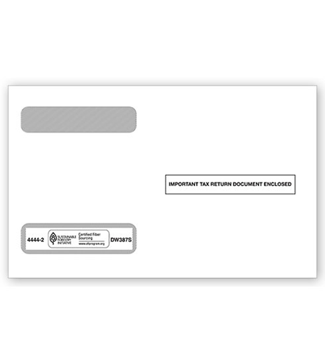 4-Up Horiz. Laser W-2 Double-Window Envelope, Self-Seal