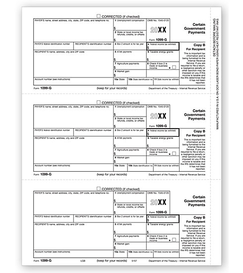 Laser 1099-G, Payer and/or Borrower Copy B(Federal Copy B)
