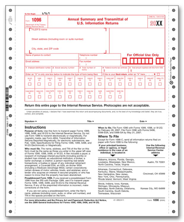 1096 Tax Forms