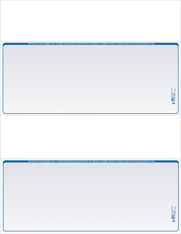 2 Per Page Bottom Blank Laser Checks (8.5" x 11")