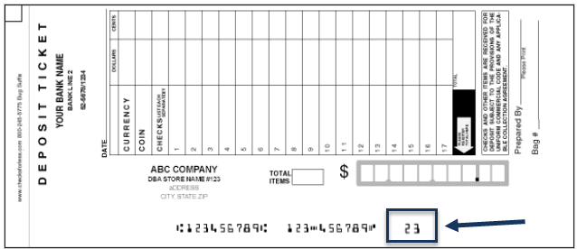 Where is the branch number located?