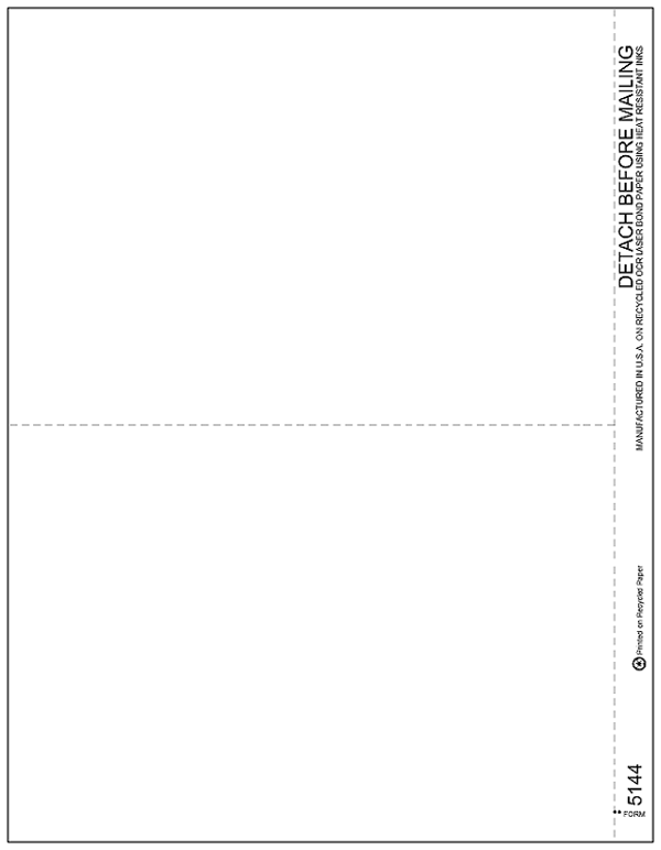 1099 Misc. Income Blank Laser Sheets 2 Up (Without Vertical Perf)