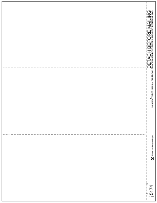 1099-INT Interest Income Individual Laser Sheets Blank 3 Up (Vertical Perf)