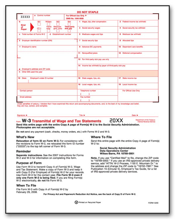 W-3 Laser Transmittals (1- Part)