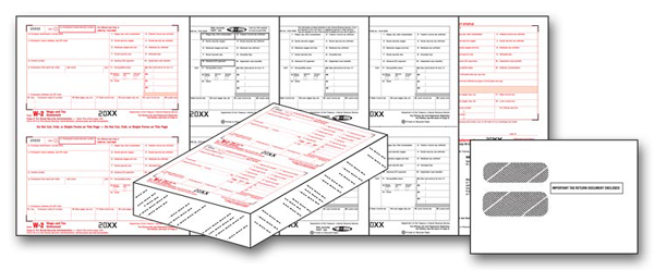 4-Part Set CheckSimple 2019 W2 Tax Forms Bundle 100 Pack for Laser Printers with W-2 Envelopes 