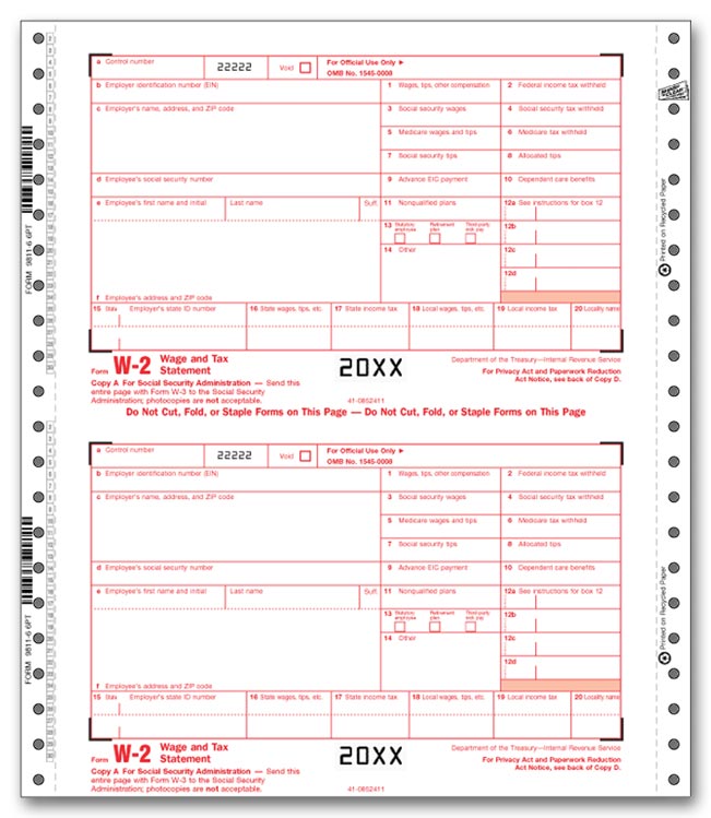 6-Part Set CheckSimple 2019 W2 Tax Forms Bundle with W-2 Envelopes 200 Pack for Laser Printers 