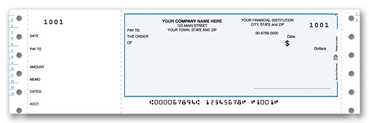 Multi-Purpose Continuous Wallet Check (Sig Line Only)