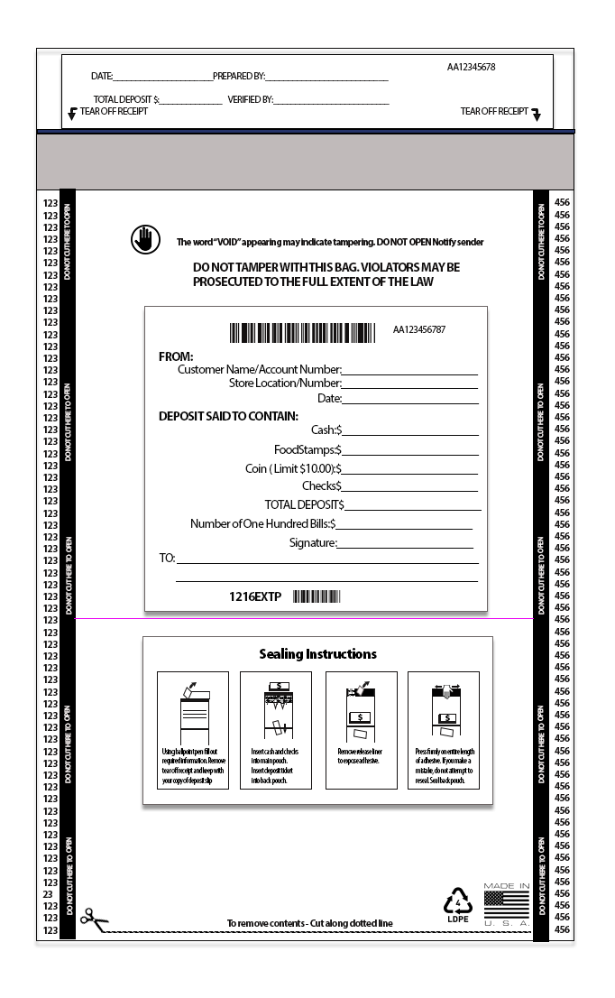 12" x 16" Clear Dual Pouch Deposit Bag - 1216EXTP